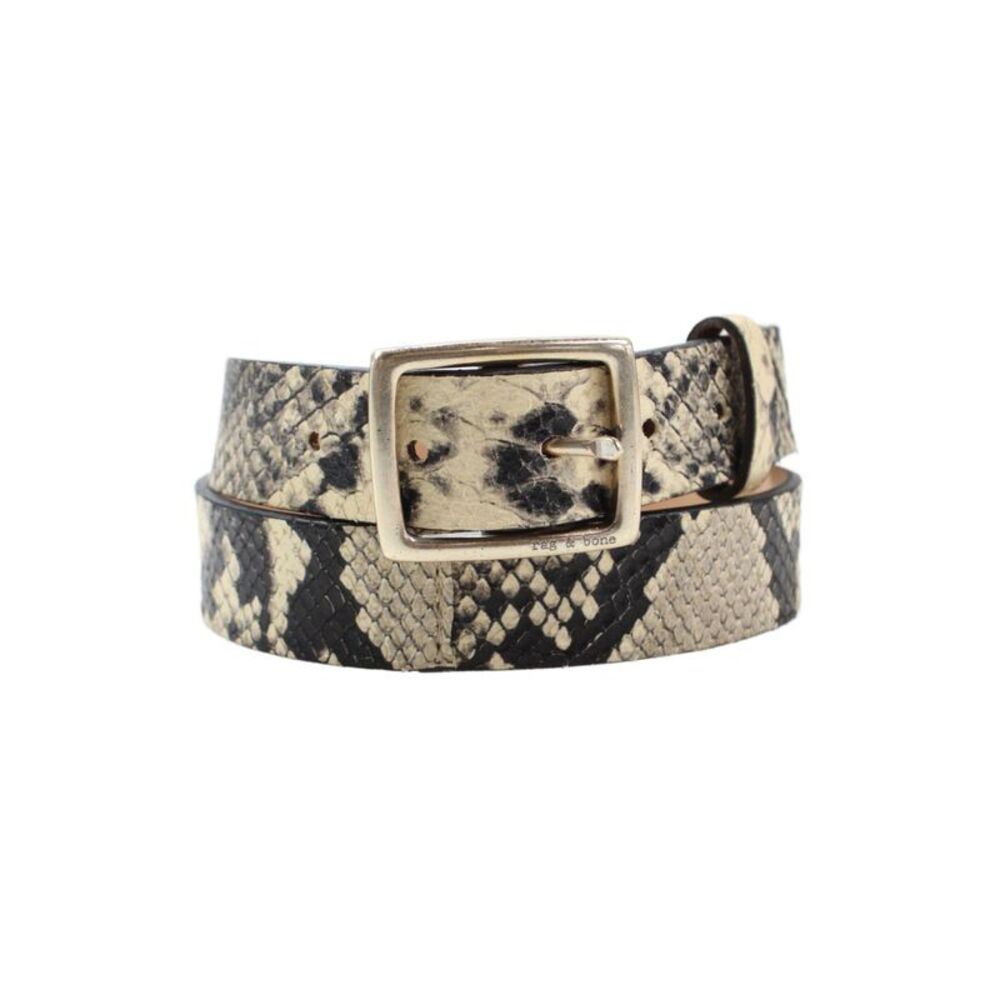 Rag & Bone Womens Embossed Leather Animal Print Brown Belt Size S